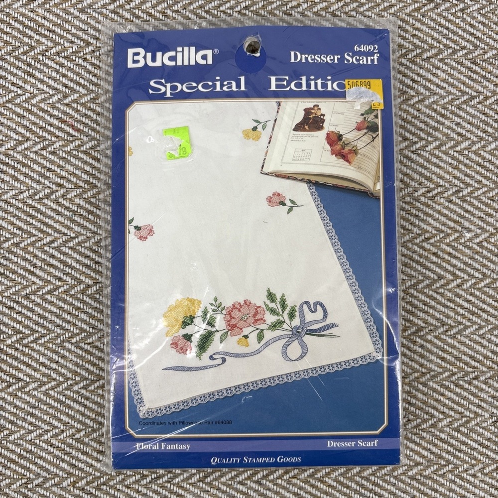 Bucilla Cross Stitch Dresser Scarf Doily Set64092 Floral
